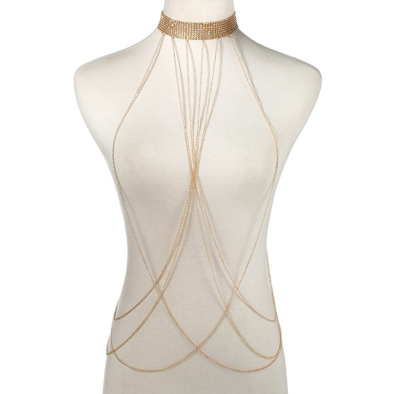 Body Jewelry Waist - Gold Color Body Chain Women Rhinestone