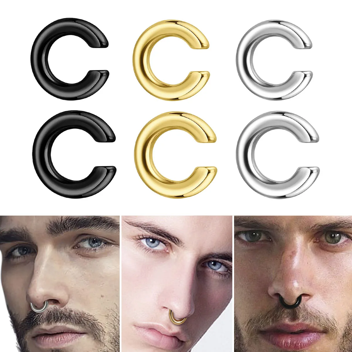 Body Jewelry Ear Piercing - 1pc Exaggerated C-Shaped Non-Piercing Nose Ring