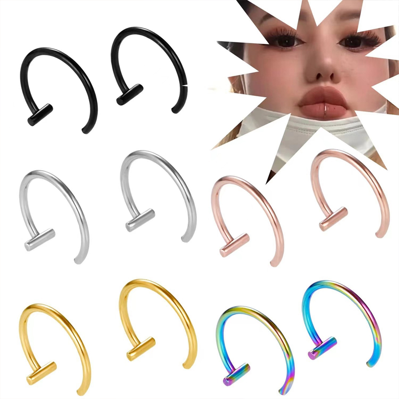 Body Jewelry Earrings - 18G Surgical Steel Lip Ring Half