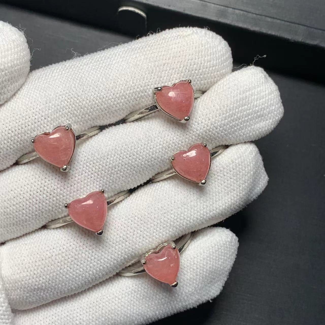 Body Jewelry Wholesale - Heart Natural Rhodochrosite Ring Adjustable Female