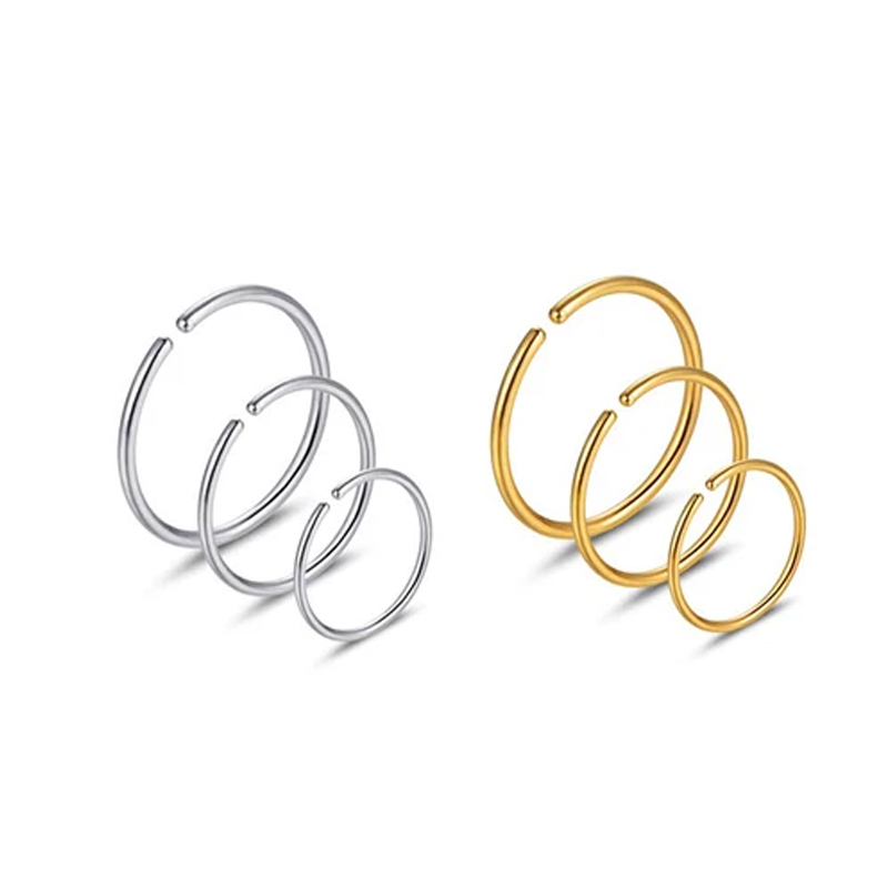 Body Jewelry Earrings - 6pcs/lot Hypoallergenic Nose Rings Hoops 316L