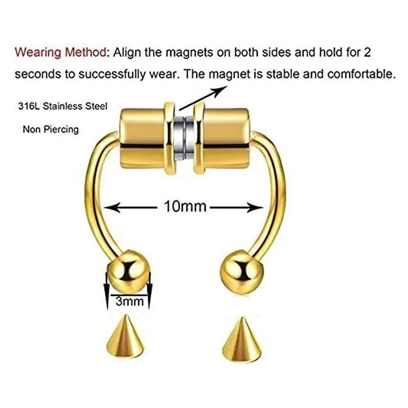 1/2/3Pcs Fake Magnetic Nose Ri - Body Jewelry Septum review and price
