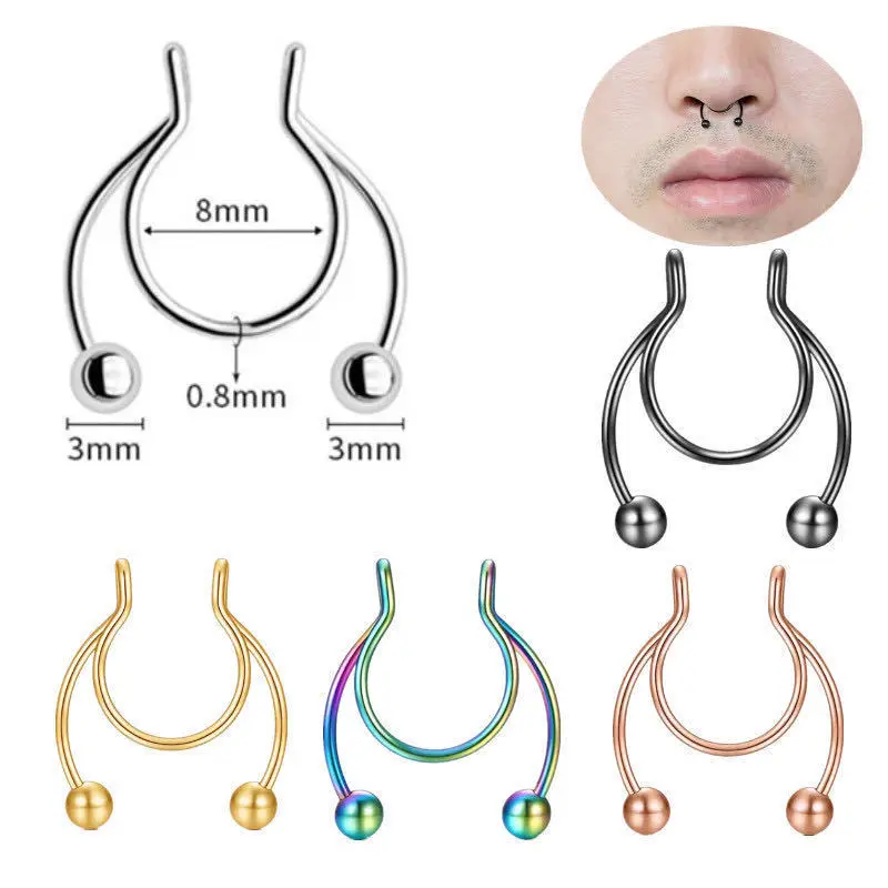 U Shaped Fake Nose Ring Hip Ho - Body Jewelry Septum review and price