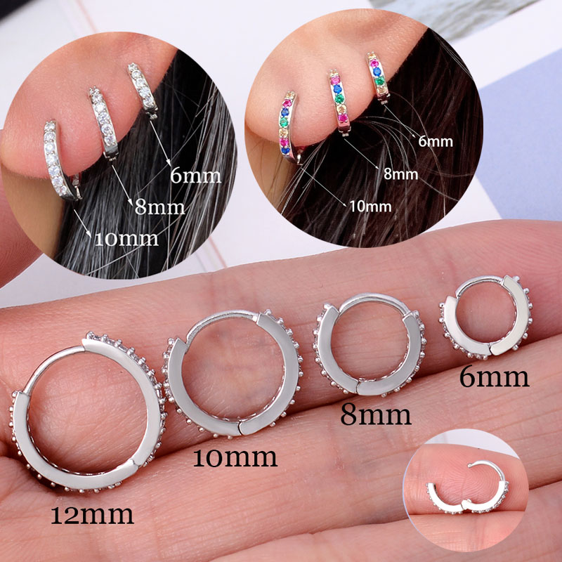 Rainbow CZ Huggies Hoop Earrin - Helix Cartilage Ring review and price