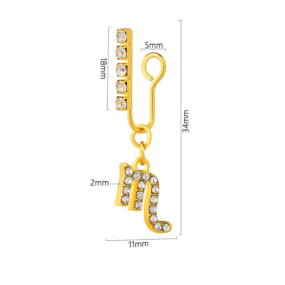 2 Pack Ear Clips Metal Zircon  - Body Jewelry Ear Piercing review and price