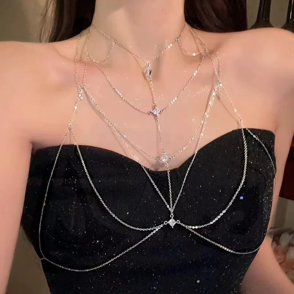 Glitter Rhinestone Bust Chain  - Body Jewelry Unique review and price