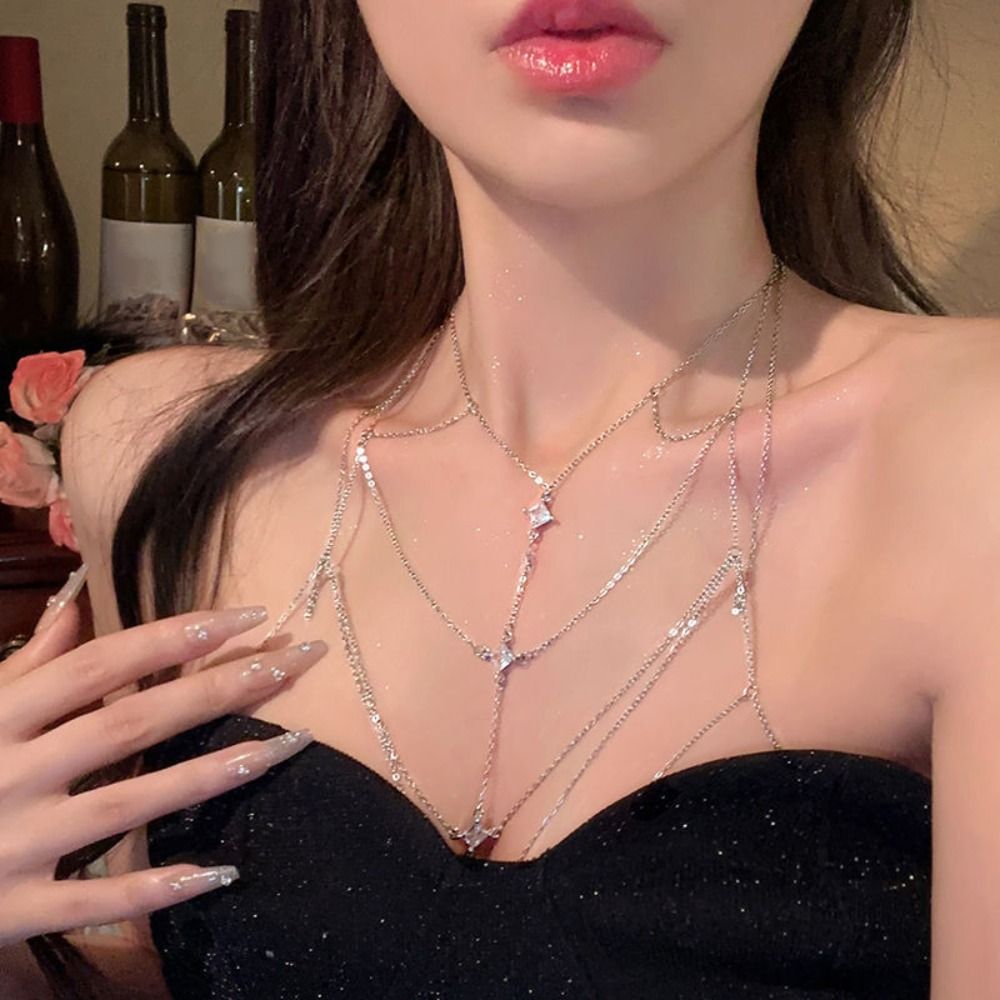 Glitter Rhinestone Bust Chain  - Body Jewelry Unique review and price