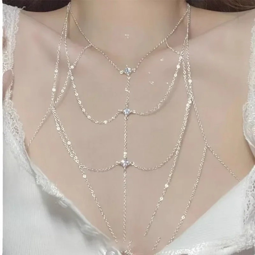 Glitter Rhinestone Bust Chain  - Body Jewelry Unique review and price