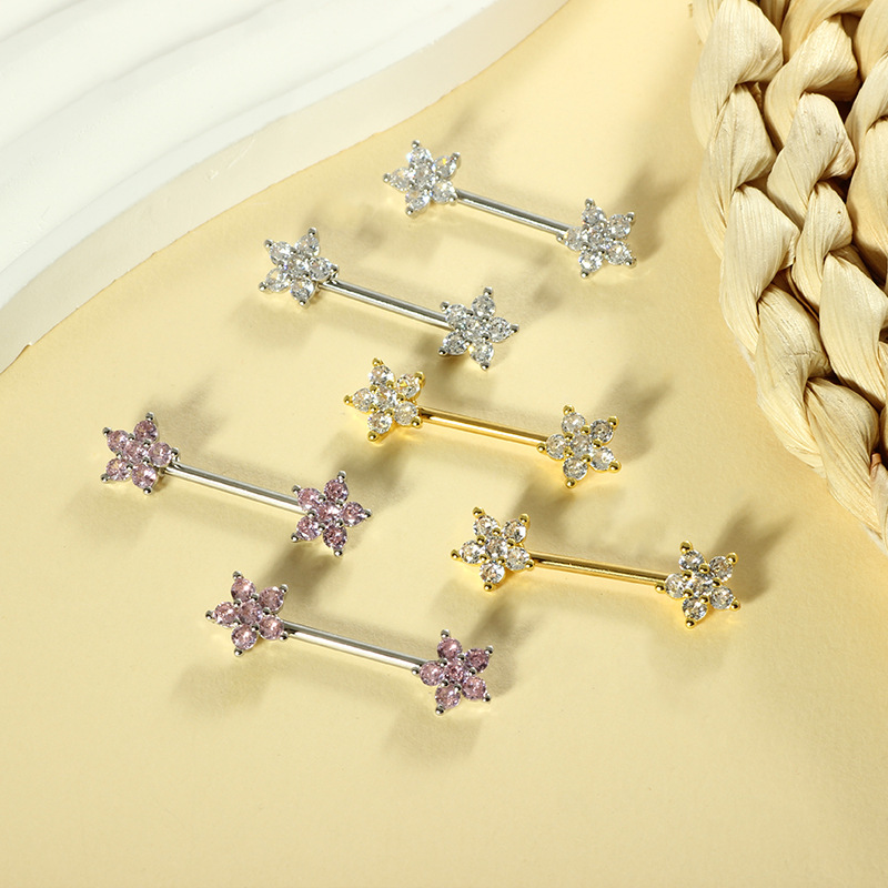 Stainless steel 14G zircon pea - Body Jewelry Nipple Rings review and price