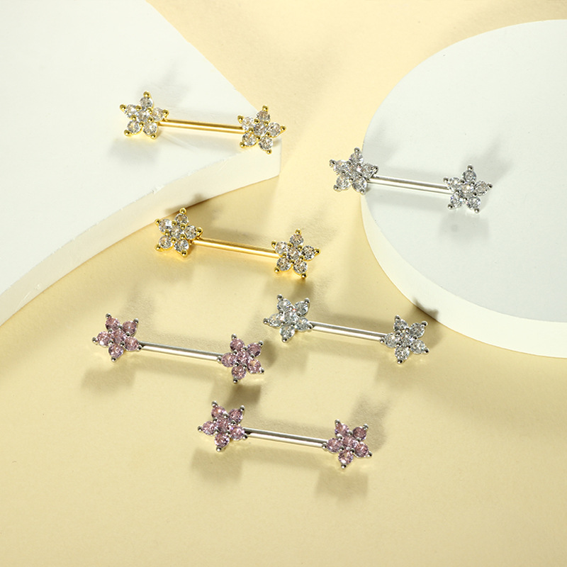 Stainless steel 14G zircon pea - Body Jewelry Nipple Rings review and price