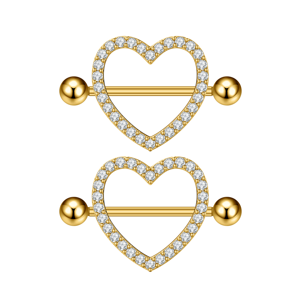 2PCS Both Sides Screwed Heart  - Body Jewelry Nipple Rings review and price