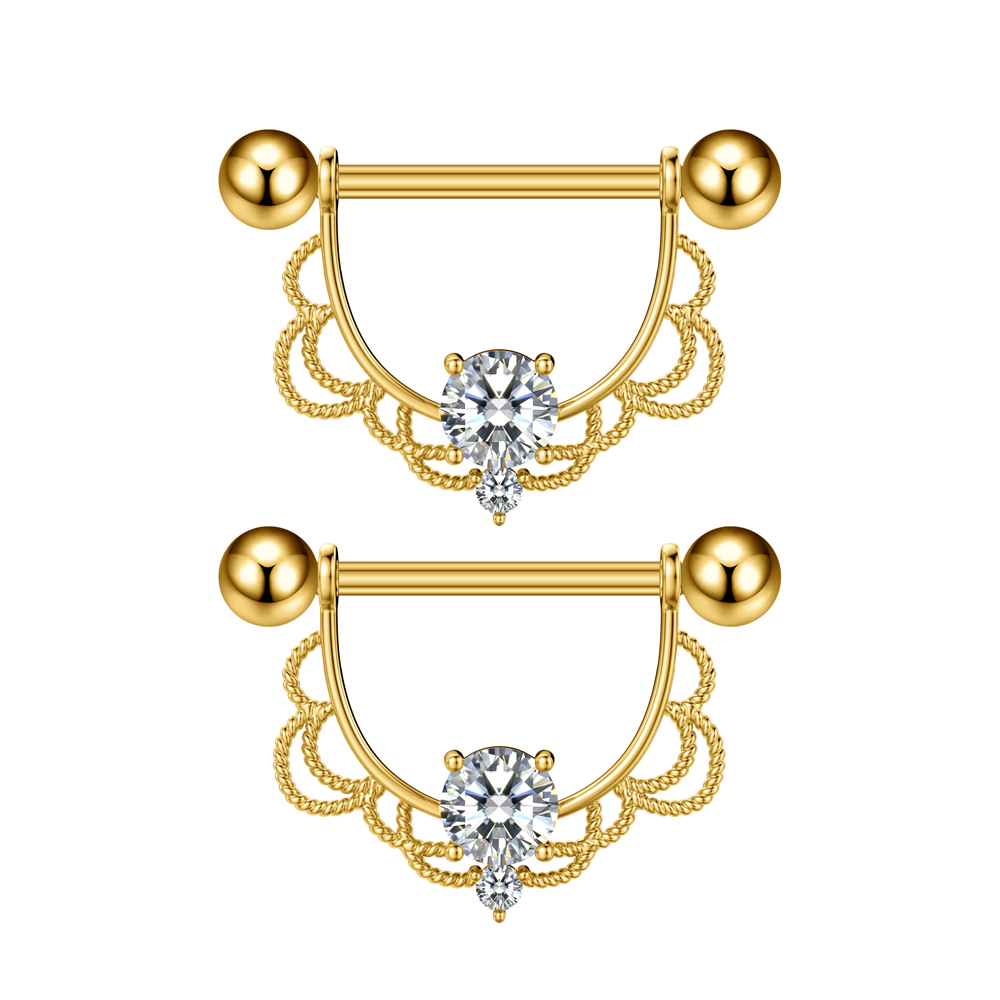 2PCS Both Sides Screwed Heart  - Body Jewelry Nipple Rings review and price