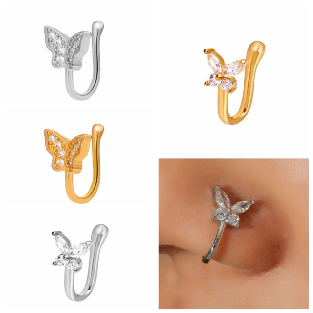 Rhinestone Butterfly Nose Ring - Body Jewelry Ear Piercing review and price