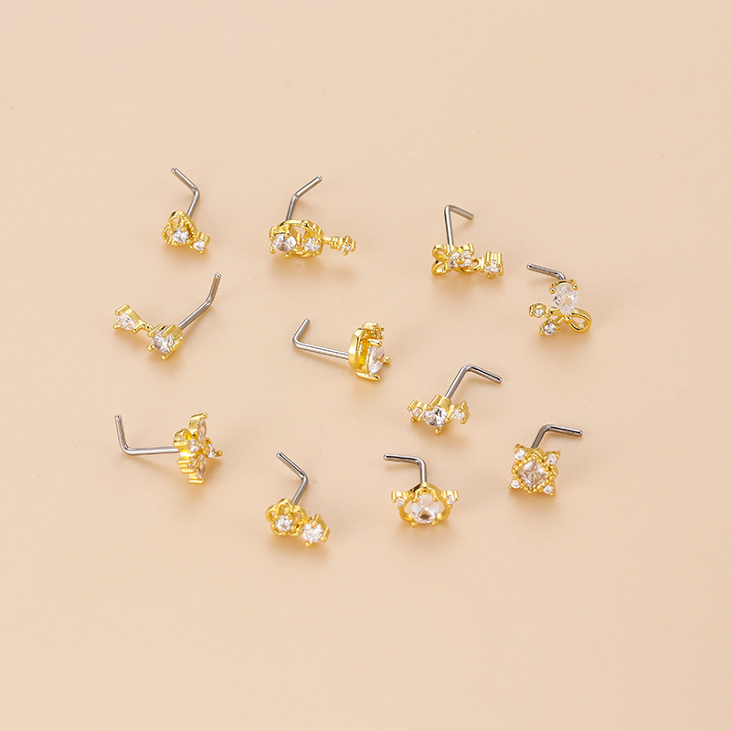20G L-Shaped Cubic Zircon Nose - Body Jewelry Earrings review and price