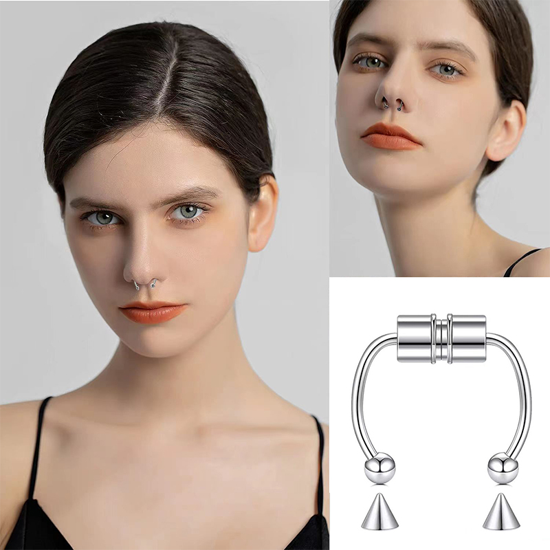 Women Fake Piercing Nose Ring  - Body Jewelry Septum review and price