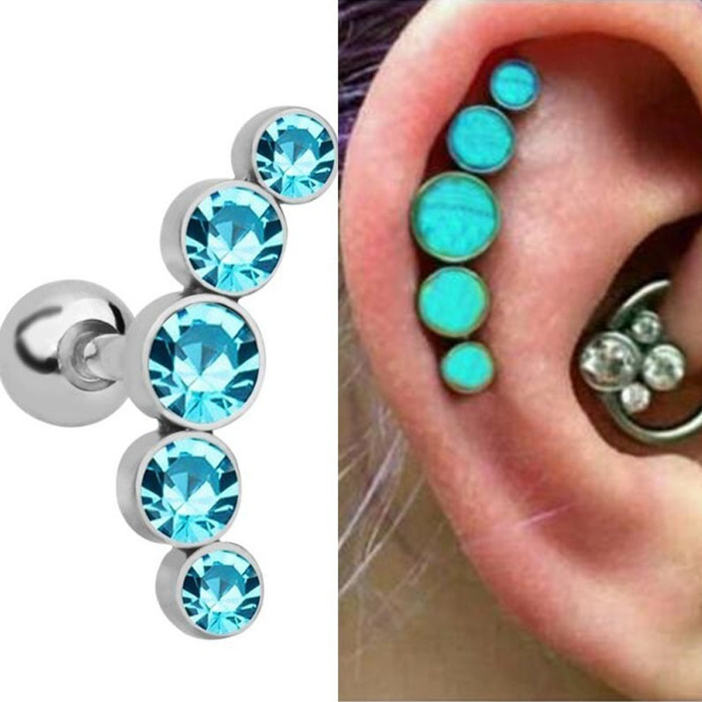 1Pcs Fashion 16G Crystal Gem O - Body Jewelry Ear Piercing review and price