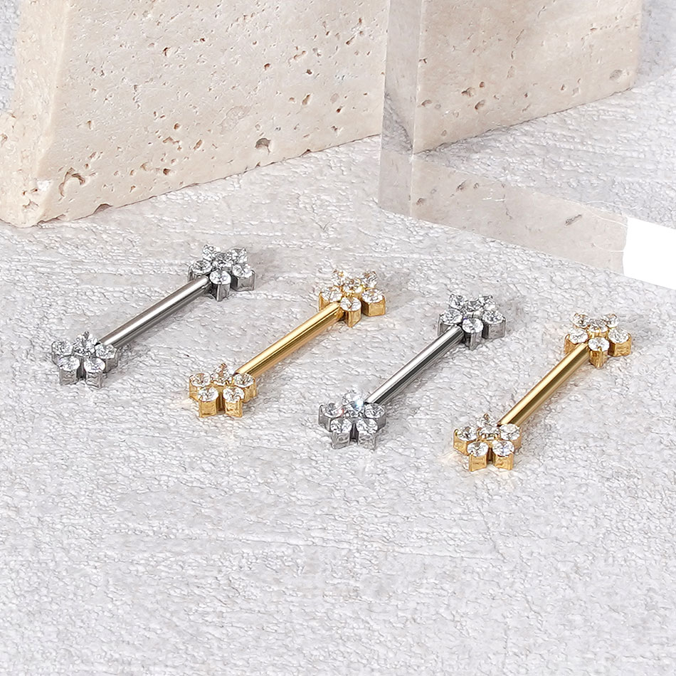 1Pc Titanium Flower Nipple Pie - Body Jewelry Nipple Rings review and price