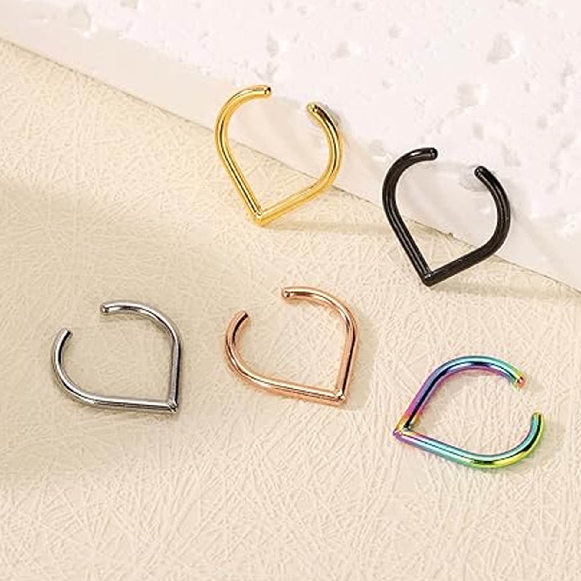 5Pcs Stainless Steel Fake Nose - Body Jewelry Ear Piercing review and price