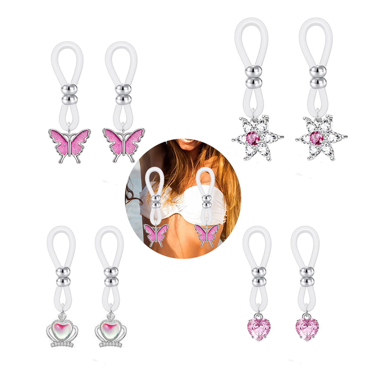 Alloy Silicone Butterfly Heart - Body Jewelry Nipple Rings review and price