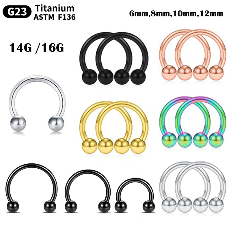 1/5Pcs Titanium Horseshoe Sept - Body Jewelry Nipple Rings review and price